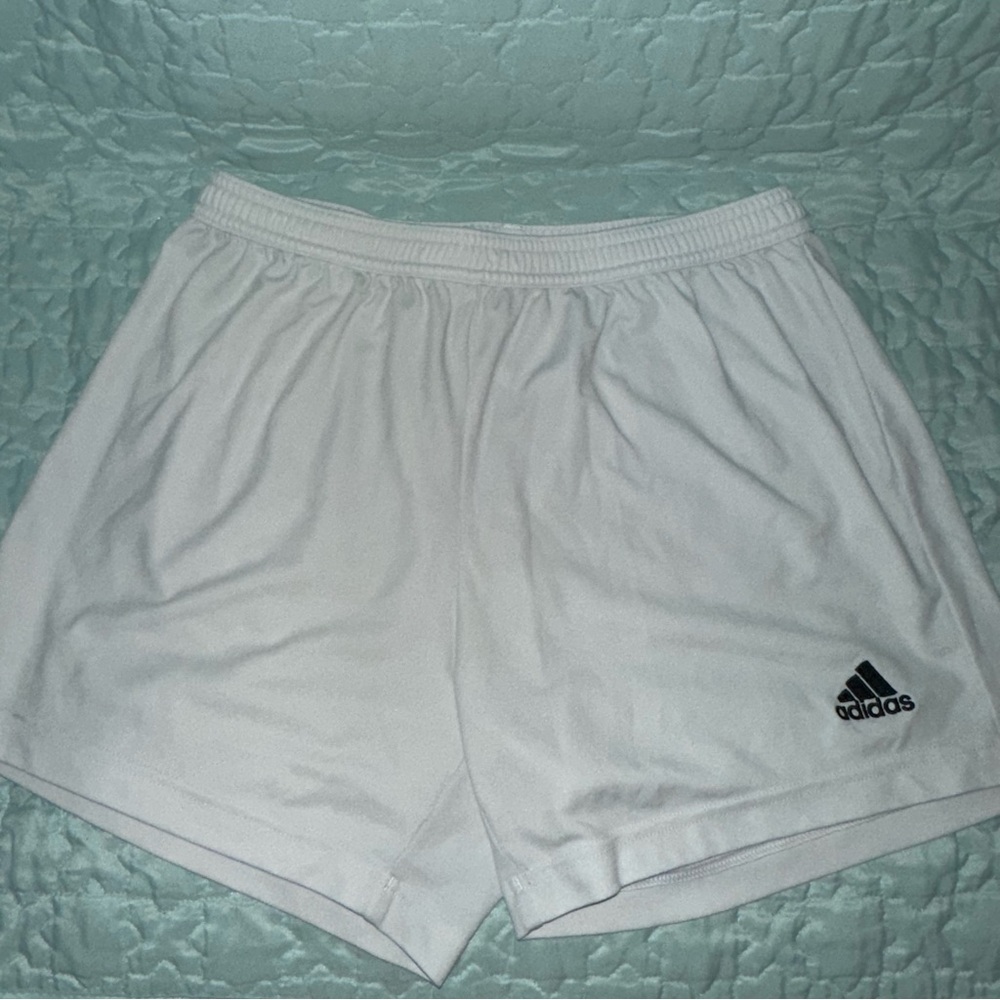 Adidas White Sports Shorts with Black Logo